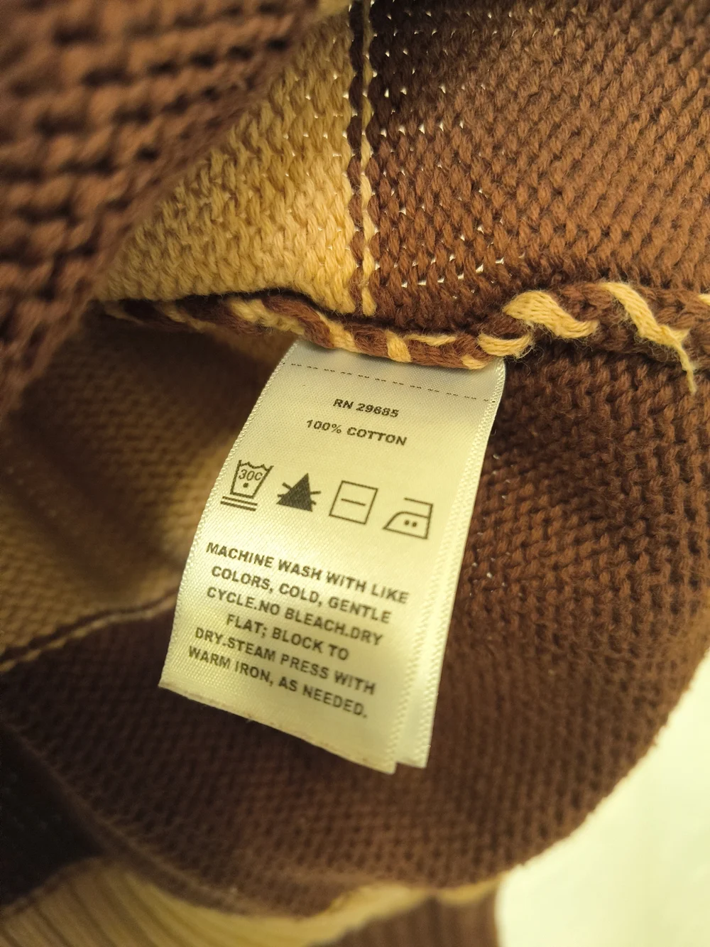 Pendleton Men's Wide-Stripe Crewneck Sweater in Brown and Tan